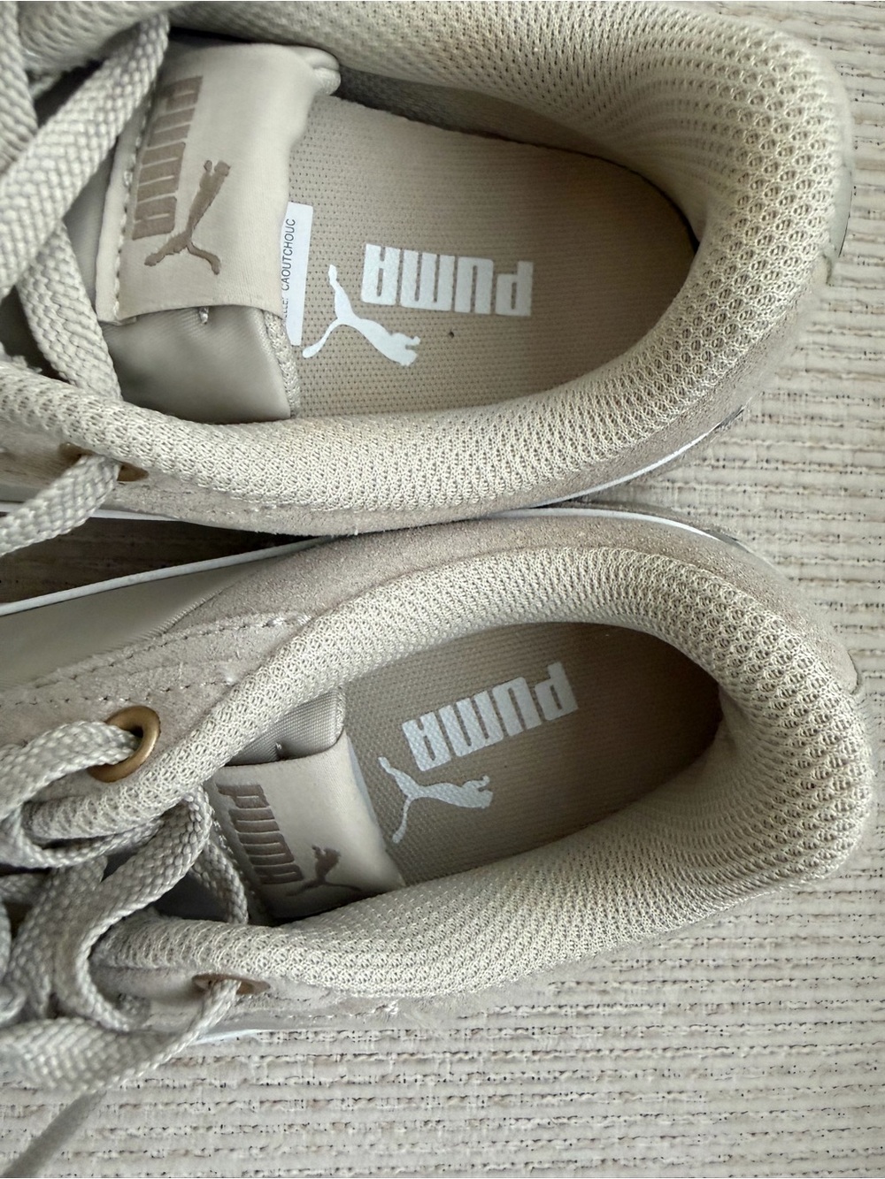 Puma Neutral Taupe and White Sneakers with Gum Sole - Picture 5 of 6